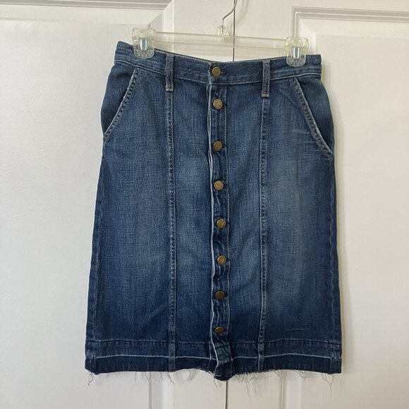 Current Elliott Short Sally Skirt Womens 27 Blue Button Front Jean Denim Skirt - Picture 2 of 9